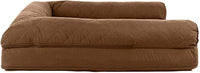 Furhaven Cooling Gel Dog Bed for Large Dogs w/ Removable Bolsters & Washable Cover, For Dogs Up to 95 lbs - Quilted Sofa - Toasted Brown, Jumbo/XL