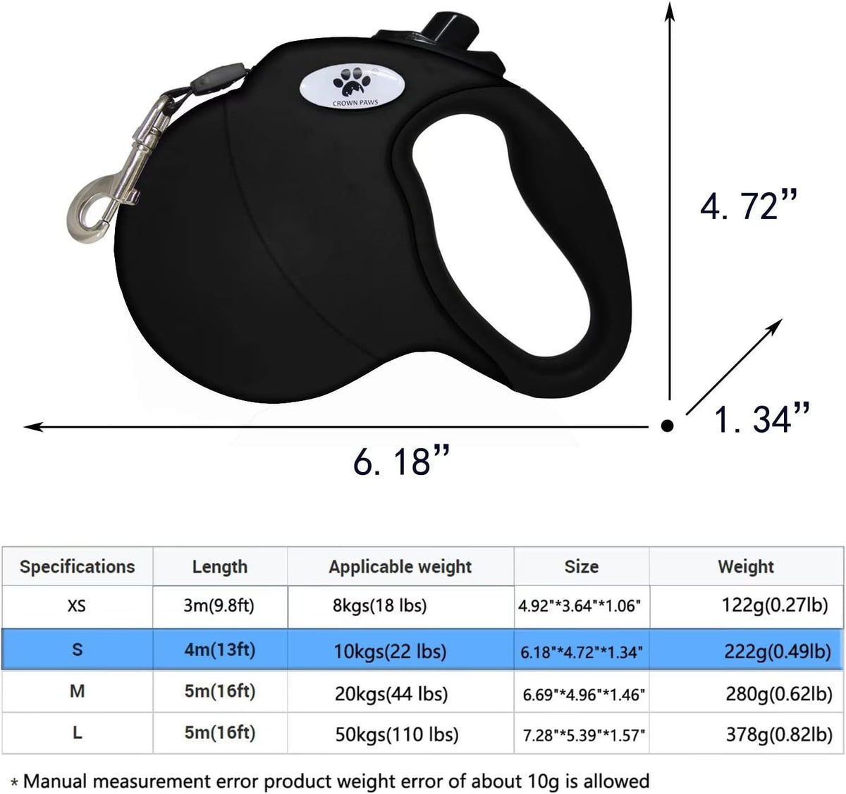 16ft Retractable Dog Leash for Large Breed Dogs up to 110 lbs - Small / Black - image 2