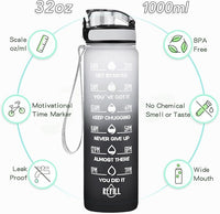 Enerbone Water Bottle, Leakproof BPA & Toxic Free, Motivational Water Bottle with Times to Drink and Straw, Fitness Sports Water Bottle with Strap for Office, Gym, Outdoor Sports