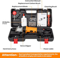 Horse Clippers Professional Electric horse Grooming Kit, Shaving Equine Clippers for Horses Goat Cattle Thick Coat Animals, 6 Speeds Large Heavy Duty Farm Livestock Haircut Trimmer （600W, 2 Blades）