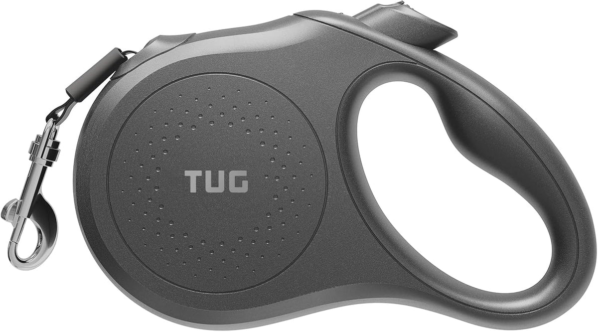 TUG Quest Retractable Dog Leash, 360° Tangle-Free - Black / Large
