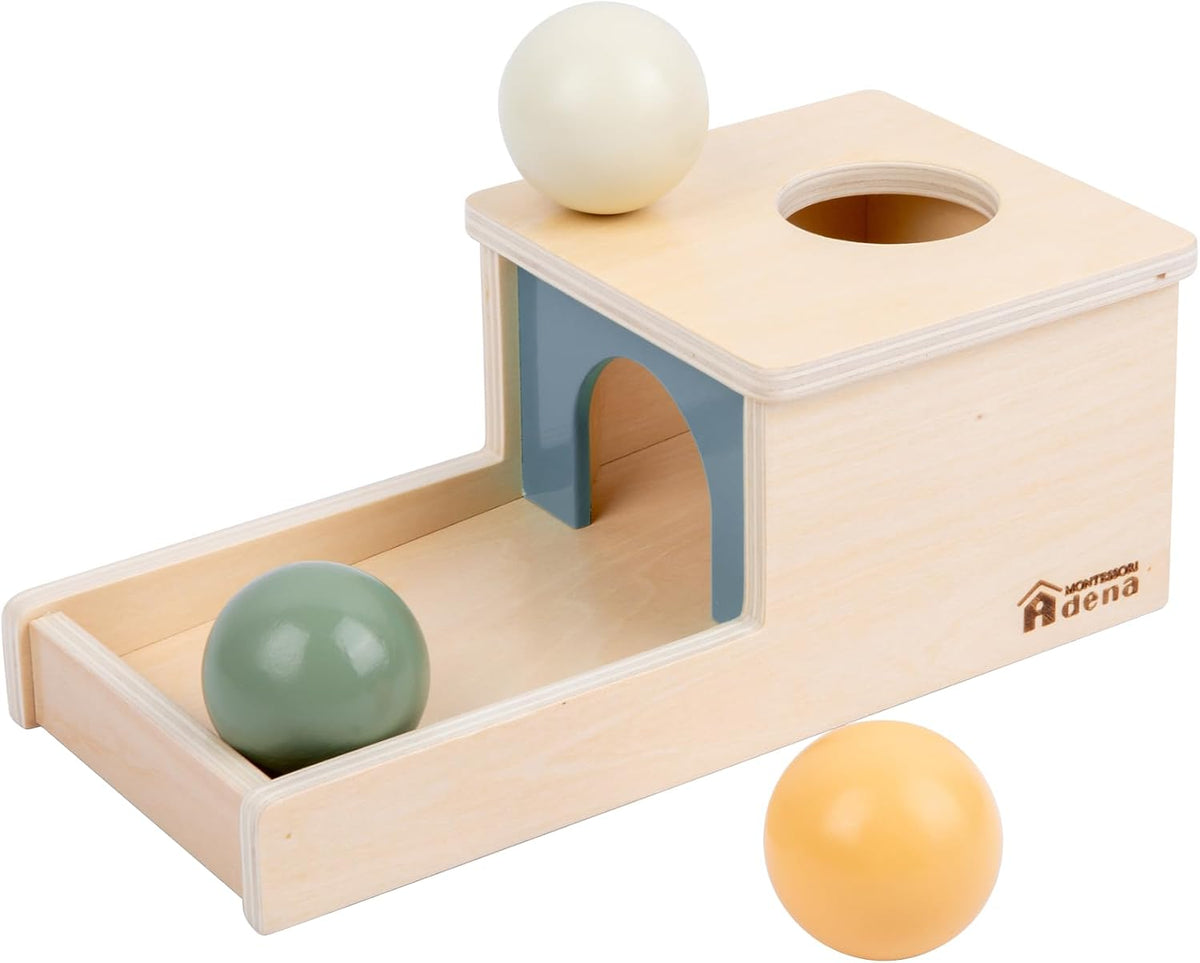 Adena Montessori Object Permanence Box with Tray Three Balls - Morandi Colors