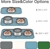 Feedoo Pet Feeding Mat [Warped Resistant Raised Edge] - 28.5"L x 16.5"W / Blue - image 2