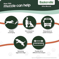 BASKERVILLE ULTRA MUZZLE - Patented Humane Design, Breathable, Dog can Pant and Drink, Adjustable, Padded, Training Muzzle for Medium-sized Dogs, Prevents Biting, Wildlife Scavenging (Size 3, Black)
