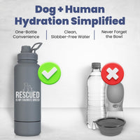 Rubyloo Dog Mom Water Bottle with Detachable Bowl for Dog Lovers – Essentials for Dogs - Rescued Favorite: Smoky Grey - image 2