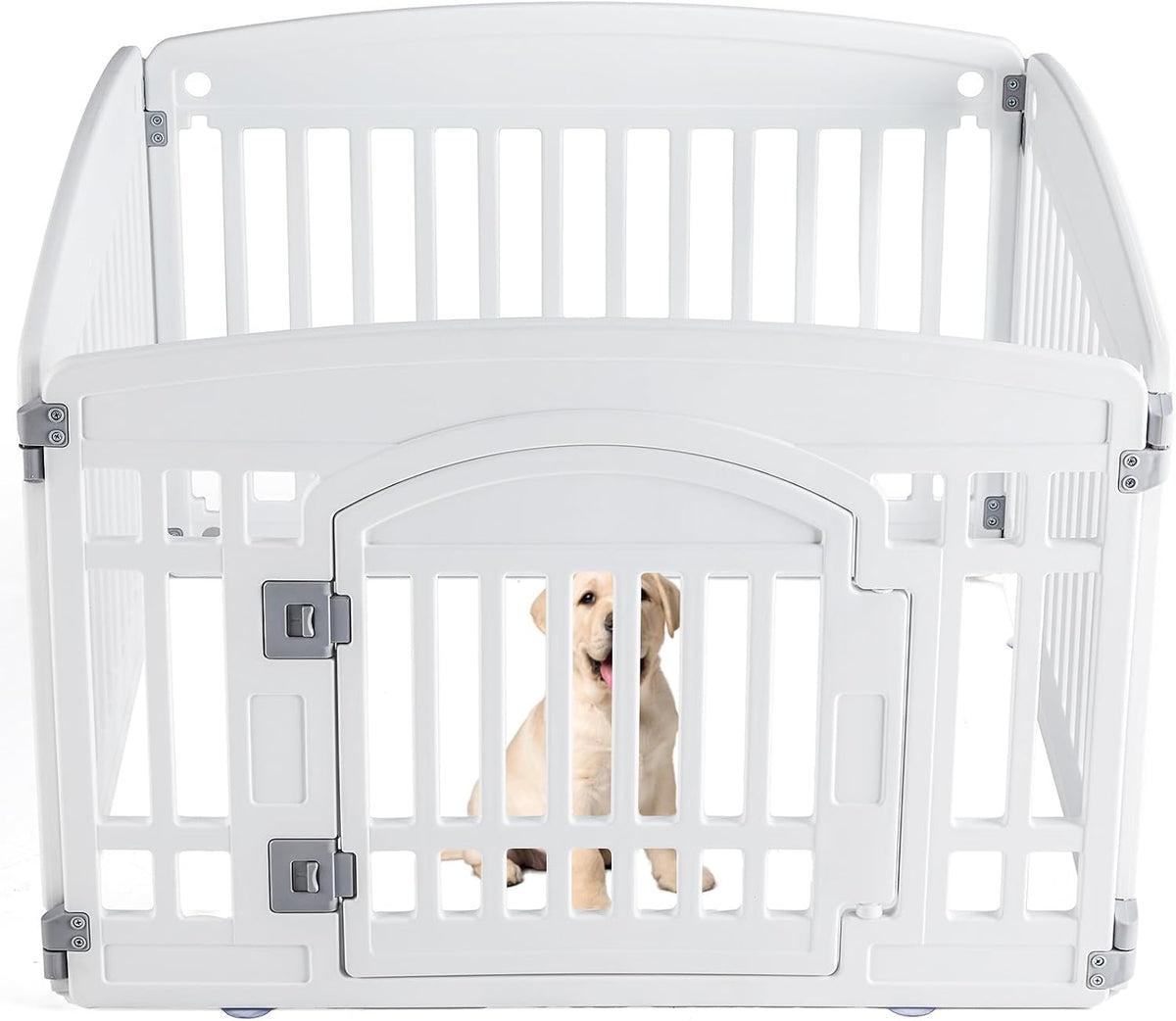Sweetcrispy Dog Playpen, Plastic Puppy Pet Fence - Basic White / 4 / 24 Inch