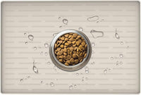 24" x 16" Dog Food Mat, Silicone Pet Mats for Food and Water, Nonslip Pet Feeding Mats for Floors, Dog Cat Bowl Mat with Raised Edges, Beige