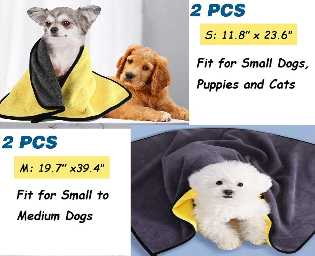 2 Pack Dog Towels Super Absorbent Pet Bath Towel Microfiber Dog - 2 x Medium - image 2