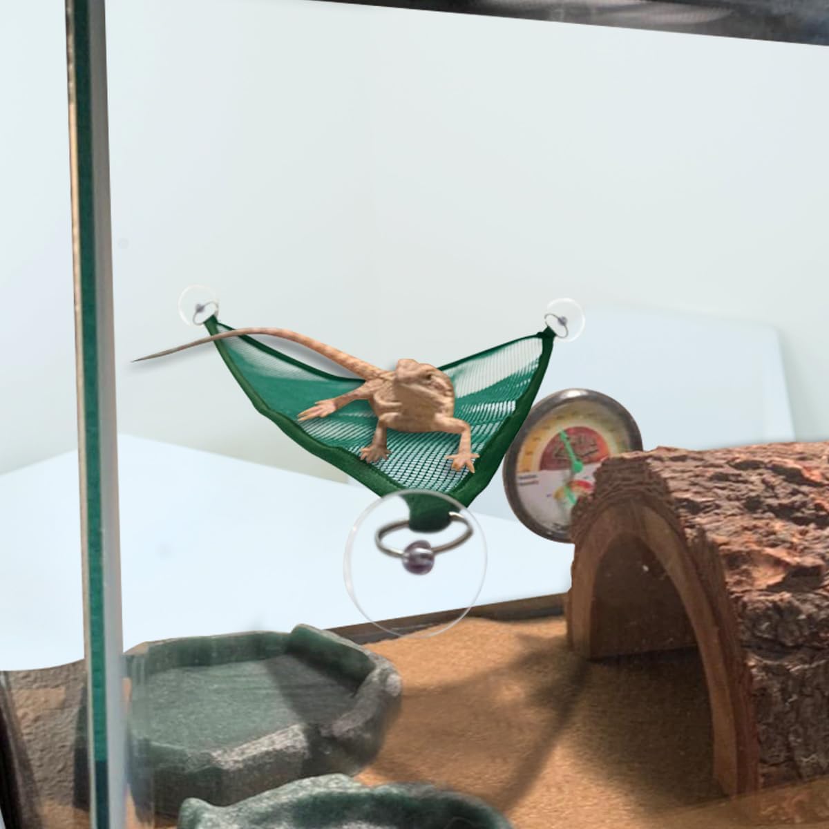 2 Pcs Bearded Dragon Lizard Hammock, Geckos Hammock - Green - image 2