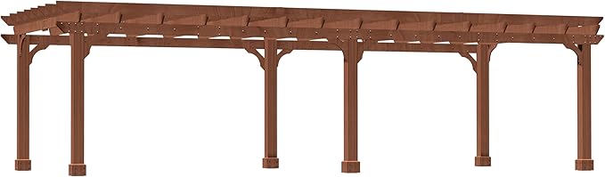 MUPATER 12x20 FT Retratable Wooden Pergola Gazebo for Patio Stakes, Quality Supported Structure, Snow and Wind Supported, Outdoor Pergola Garden Shelter Cedar Framed for Backyard,Deck,Garden