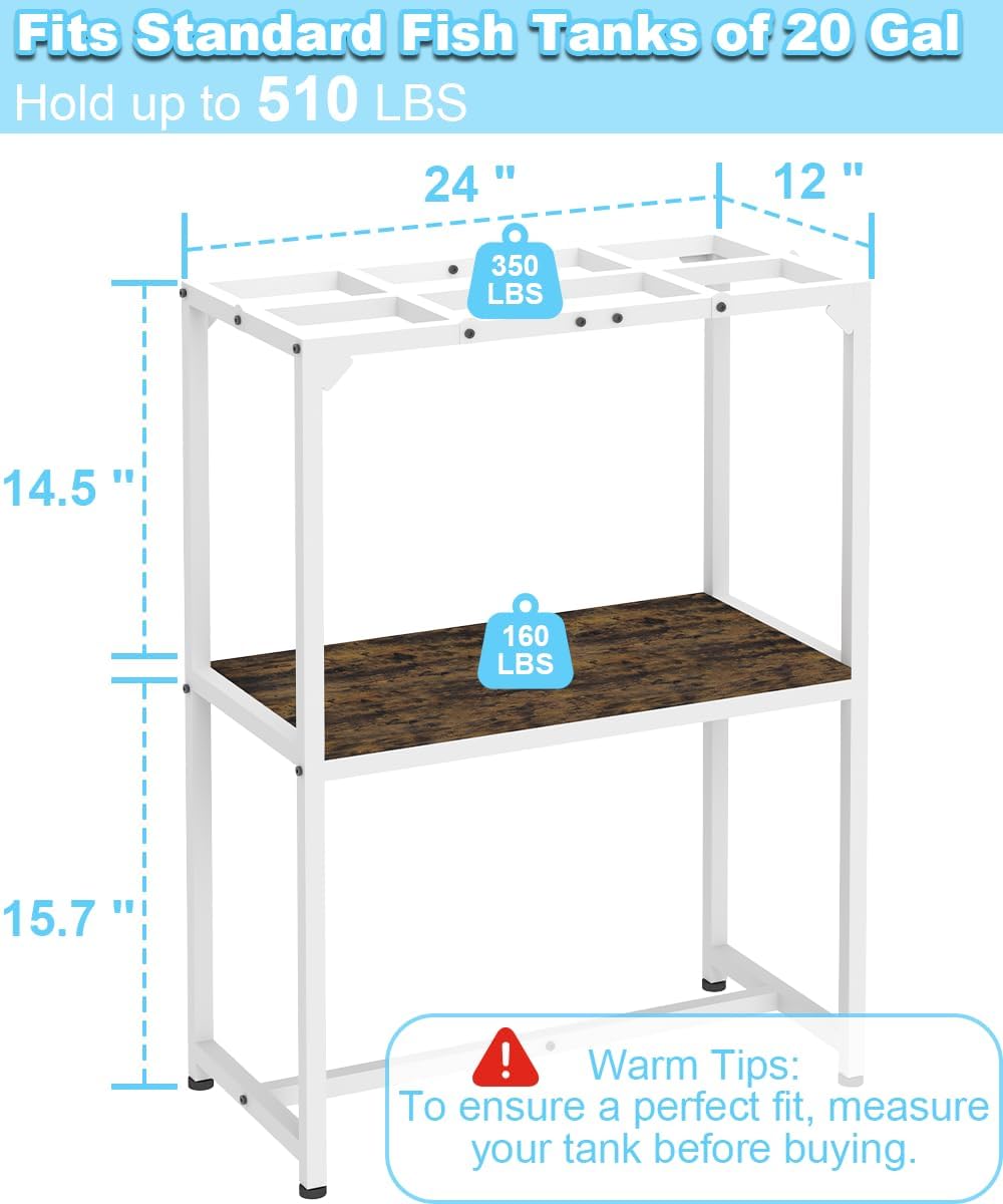 Mondazie 20-30 Gallon Fish Tank Stand, 30" L x 12" W x 32.2" H - Standard 20 Gal White - image 2