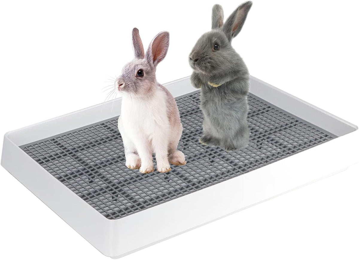 FHTONGE Extra Large Rabbit Litter Box Training Tray with Large Steel - 22x18x3"(58x46x9cm) / Only 0.4" PP Grids