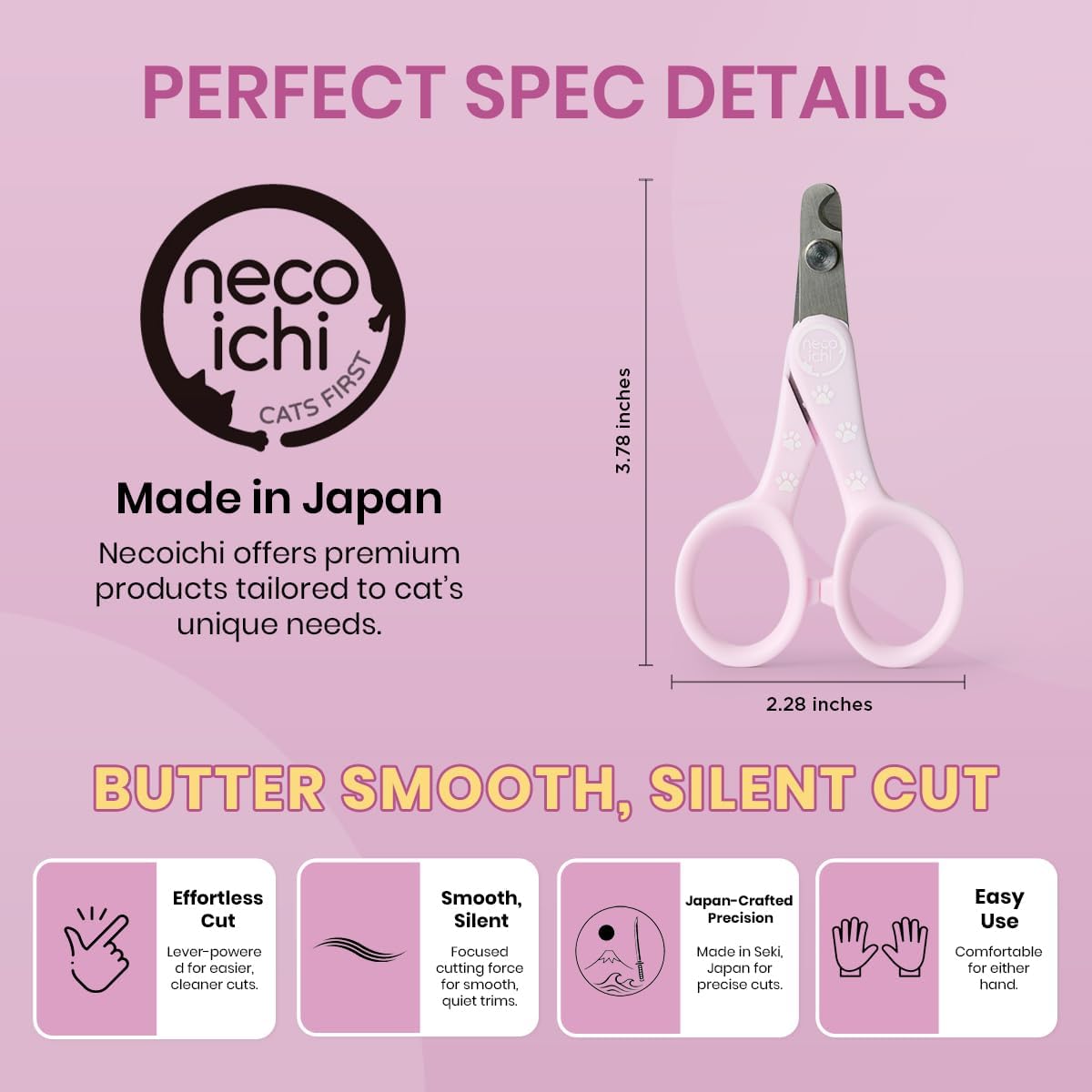 Necoichi Purrcision Stainless Steel Cat Nail Clipper - 1 Pack of 1 Piece / Lilac - image 2