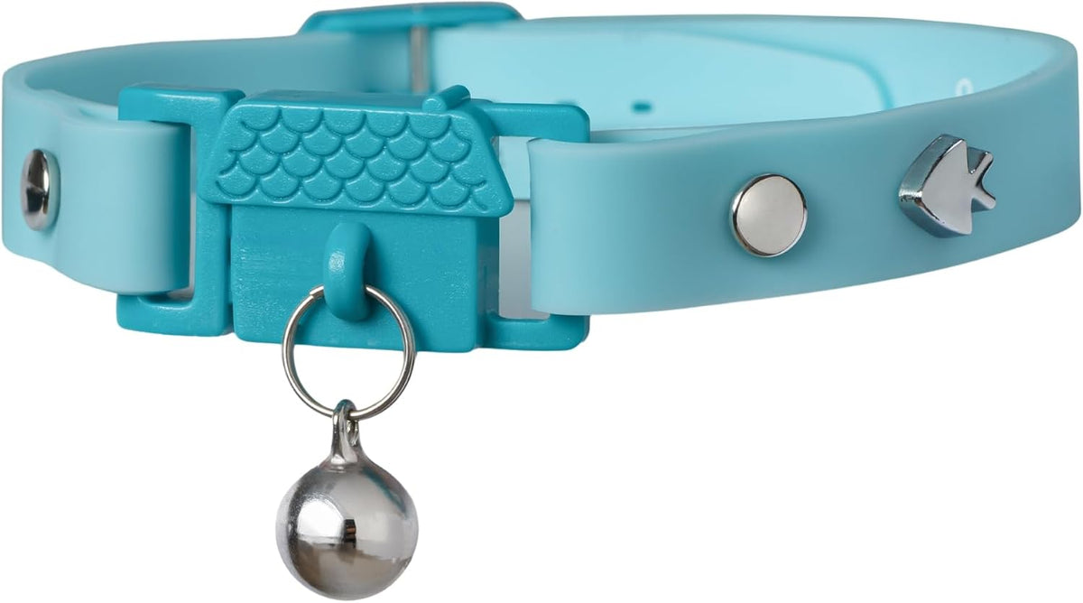 Aqua Cat Collar with Bell, Award Winner, Vet Approved - Adult / Aqua