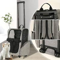 Pet Trolley Bag Cat Dog Travel Bag Portable & Breathable Pet Carrier Backpack - Lightweight Dual-Shoulder Design for Easy Travel with Your Beloved Companion Scalable Pull Rod pet Bag (Blue)