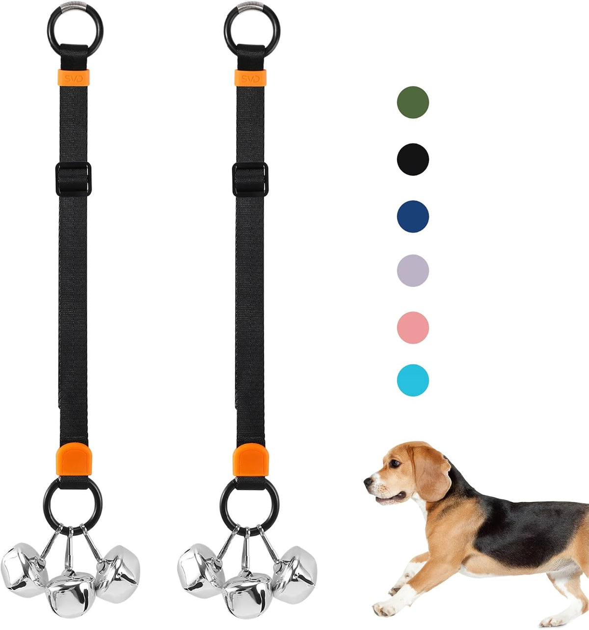 Dog Door Bell with Hanging Ring - Set of 2 Dog Bells / Black