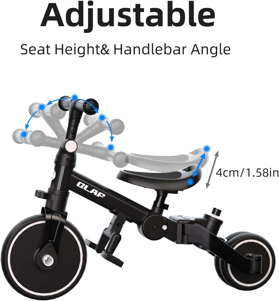 Glaf white toddler tricycle with parent push handle - view 11