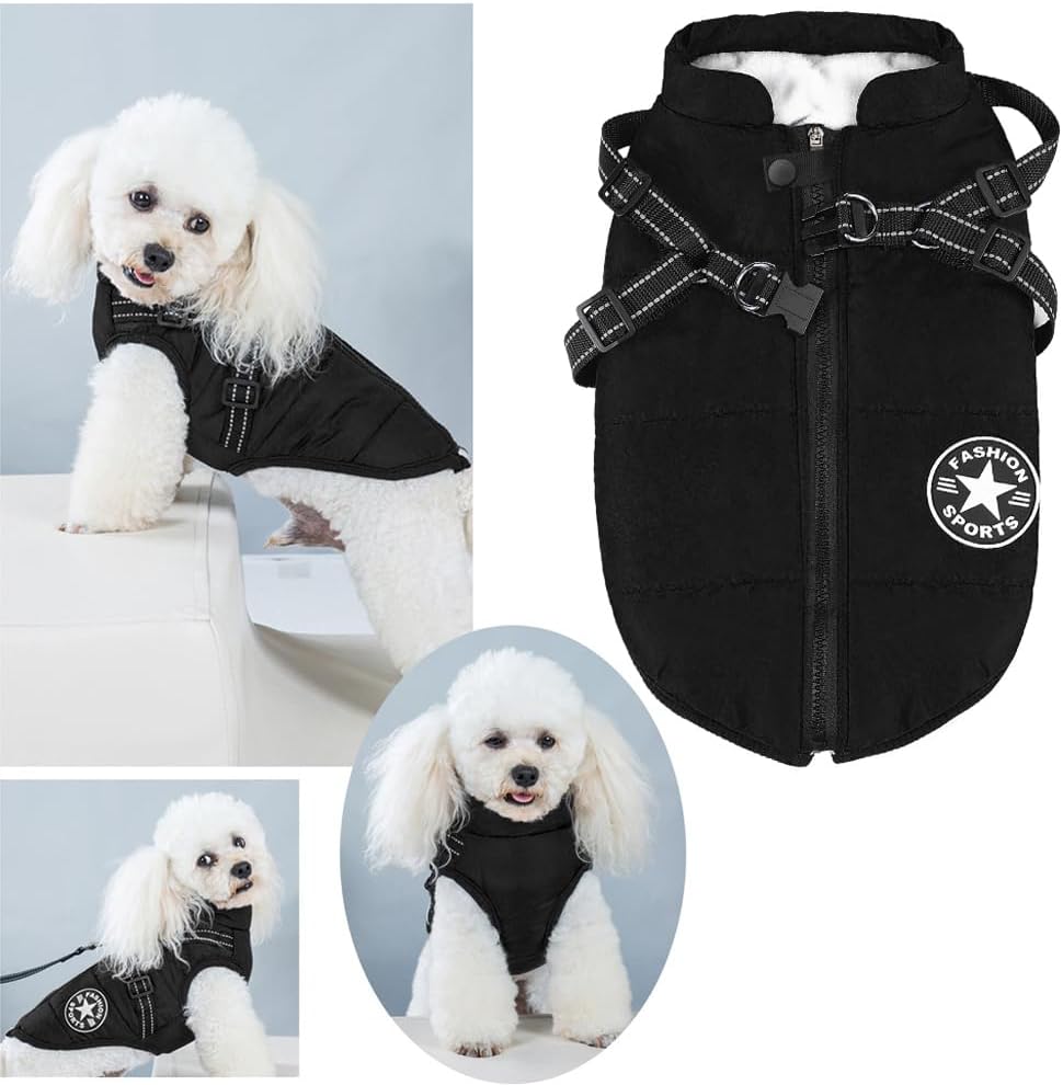 Aiboria Dog Jackets Coat for Winter Windproof Waterproof Skiing Dog - Black / XXXX-Large - image 3