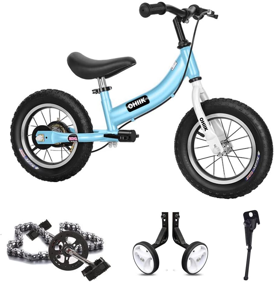 Balance Bike 2 in 1 for Kids 2 3 4 5 6 7 Years Old - Blue / 12 inch
