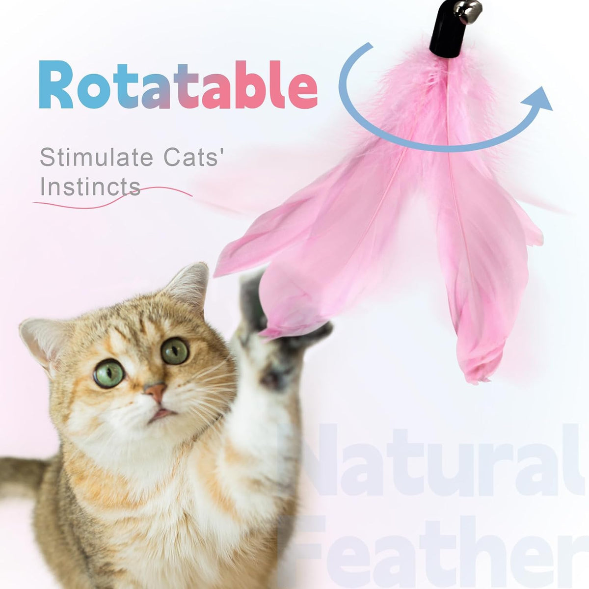 SONGWAY Cat Wand Toys for Indoor Cats - Pink - image 2