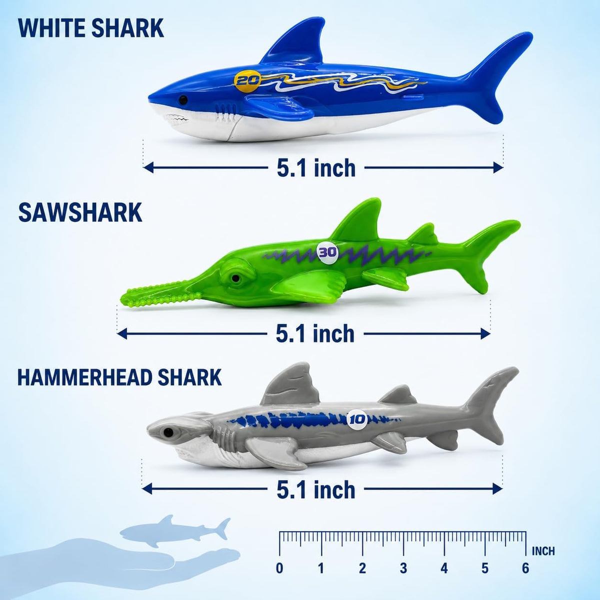 Haktoys Pool Diving Toy Set, Sinking Torpedoes for Kids & Adults - Multicolor Sharks - image 2