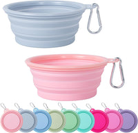 SLSON Collapsible Dog Bowl Silicone - Macaron Coral and Light Grey / Small - image 4