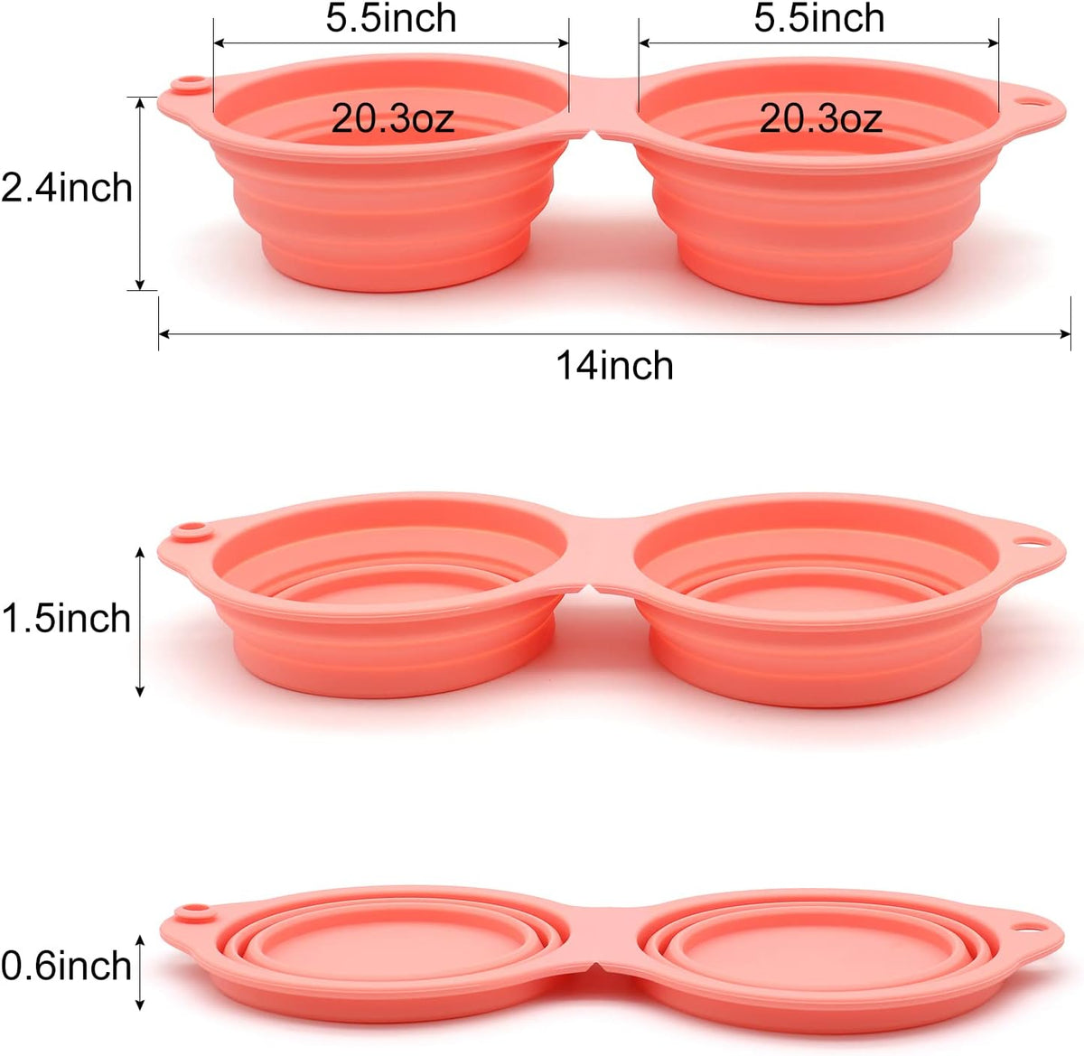 SLSON Collapsible Dog Bowls - Coral Pink - image 2