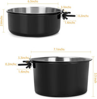 2 Pcs Stainless Steel Small Dog Crate Food Water Bowl - L (77 & 45 OZ) / Black - image 2