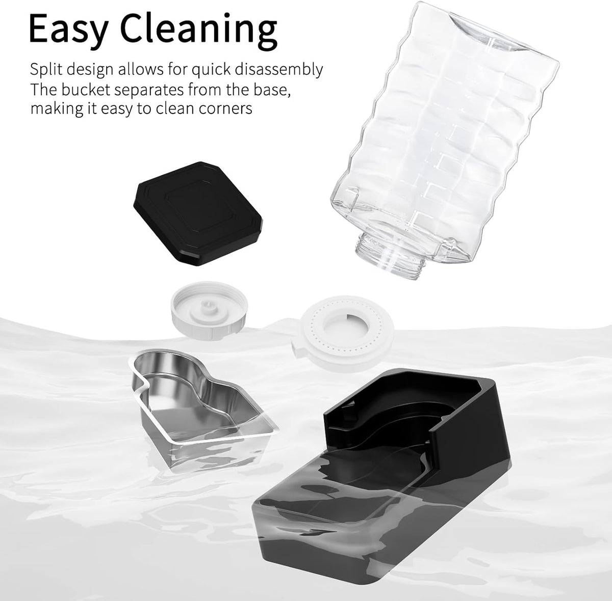 2.4Gallon Dog Water Bowl Dispenser for Dogs:Leak Resistant Waterer – Essentials for Dogs - Black with Lid & Filter / 10L - image 4