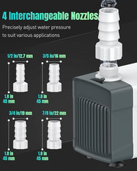 Pawfly 210 GPH Fountain Pump, 15 W Submersible Water Pump with 5.2 ft. High Lift and 4 Nozzles, Quiet Water Fountain Pump for Aquarium Fish Tank Waterfall Pond & Hydroponics
