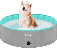 Furrybaby Dog Pool, Kiddie Pool with Hard Plate Collapsible Pet Bath Foldable Swimming Pet Pool Portable Grey 39''