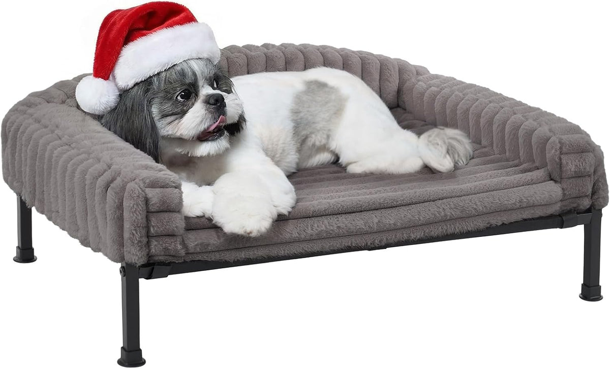 Veehoo Elevated Dog Bed with Bolster Cushion - Grey / 30.0"L x 20.0"W x 8.3"Th