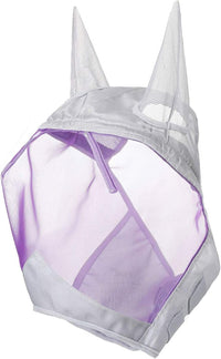 Harrison Howard CareMaster Horse Fly Mask Half Face with Ears Silver/Purple Retro Medium Cob