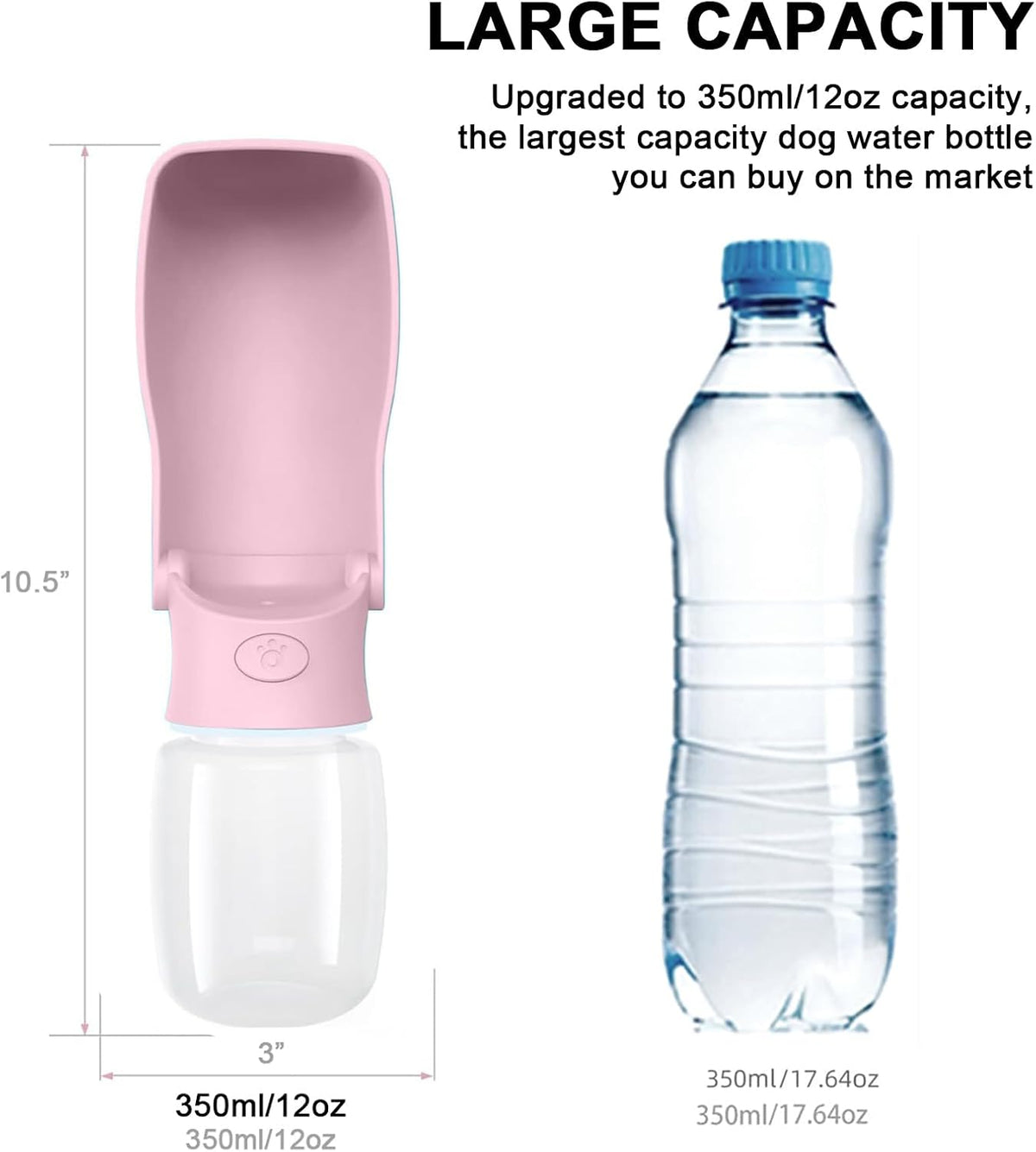 Portable Dog Water Bottle Dispenser [Leak Proof & Foldable] Dog - Pink / 12OZ - image 4