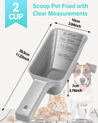 2 Cup Dog Food Scoop, Plastic Pet Food Scoop with Measuring Lines for Accurate Pet Food - Pink and Grey - image 2