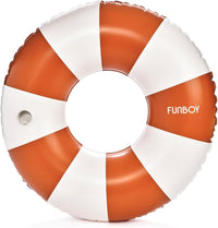 FUNBOY Giant 46" Vintage Pink Stripe Pool Tube Float with Cup Holder – Fun for Kids & Family - Orange