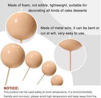 ASTARON 20 Pcs Gold Balls Cake Topper Decorations for Birthday Cake - Cream Brown - image 3