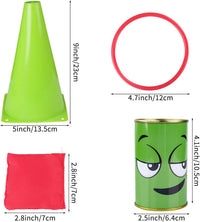 Hxezoc 36 piece carnival games set with cones, tin cans, bean bags and rings - view 3