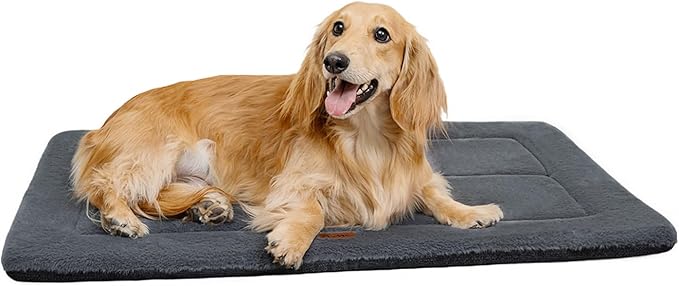 Made4Pets Dog Crate Pad Bed for Large Dogs, Washable & Reversible, Anti-Slip Kennel Mat for Cozy Sleeping, Soft Fluffy Dog Bed for Indoor & Outdoor Use, 36"x27", Dark Gray