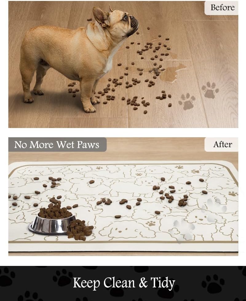 PADOOR Pet Feeding Mat-Absorbent Dog Mat for Food and Water Bowl-No - 23"x34" / Frame Dogs - image 3