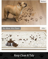 Pet Feeding Mat-Absorbent Dog Mat for Food and Water Bowl-No Stains Quick Dry Water Dispenser Mat-Dog Accessories Pet Supplies-Bowl for Messy Drinkers（FRAMEDOGS,17"x34"