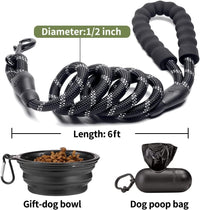 COOYOO 2 Pack Dog Leash 5 FT Heavy Duty - 1/2"x 6 FT (18~120 lbs.) / Set 8-Black+Olive - image 3
