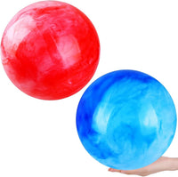 2 Pcs Playground Balls for Kids, Inflatable Bouncy Balls, Red - Red, Blue / 15 inch