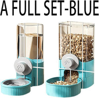 Hanging Automatic Bunny Food Water Dispenser, Gravity Rabbit Cage Feeder and Water Dispenser Ferret Cages Accessories, Cage Cat Food Bowl, for Chinchilla Guinea Pig Hedgehog (Grey)