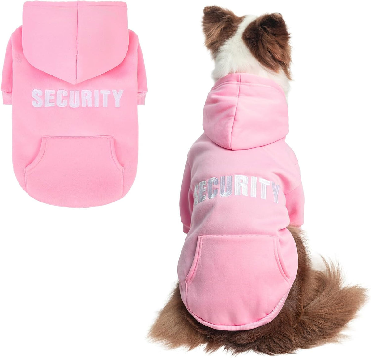 Security Dog Hoodie for Small Medium Large Dogs Boys Girls – Essentials for Dogs - #2 Pink (EMB SECURITY Printed With Pocket) / Large