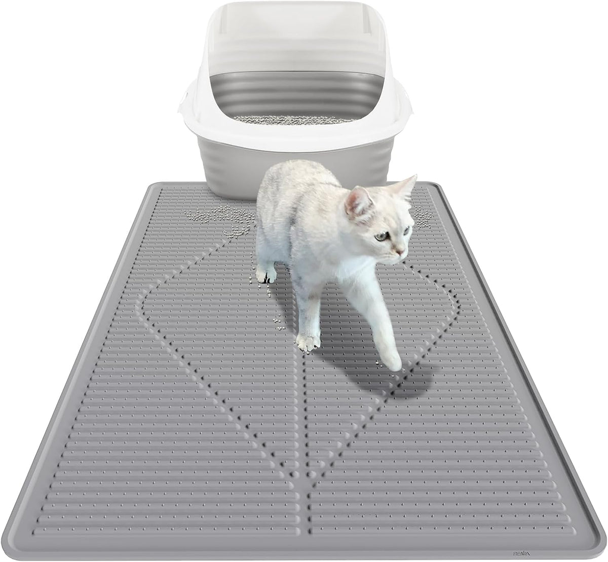 Rubber Cat Litter Mat Litter Box Mat - Grey / XXL-38" x 25" Thickened