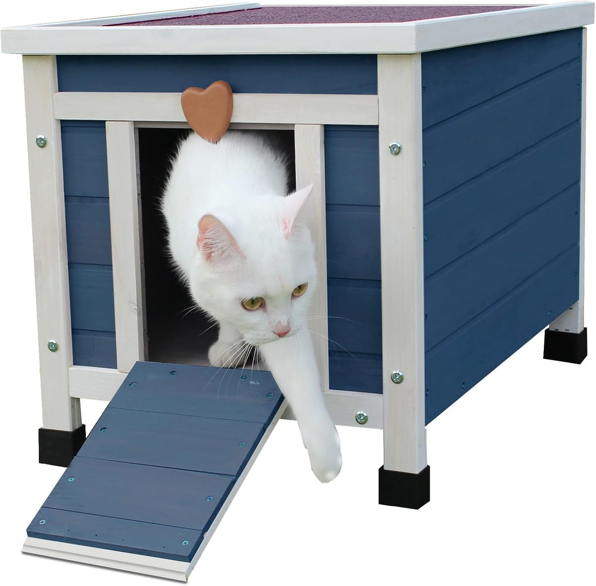 Cat House for Outdoor Cats - Blue - image 4