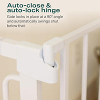 Cumbor 36" Extra Tall Baby Gate for Stairs, 29.7-57" Extra Wide Dog Gate for Doorways Hallways, Pressure Mounted Child Gate for Wide Opening, Auto Close Personal Safety for Babies and Pets, White