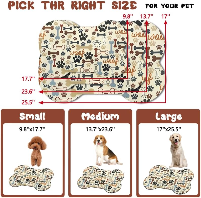 Dog Food Mats for Floors Waterproof - Beige Bone / 23.6"L x 15.7"W - image 2