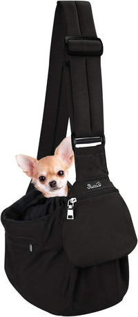 SlowTon Pet Carrier, Hard Bottom Support & Adjustable Padded Shoulder Strap – Essentials for Dogs - Black
